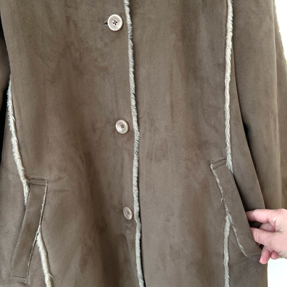 Covington Womens Faux Fur Collar Cuffs Lining Winter Coat Jacket Brown Size 16 - Picture 4 of 11